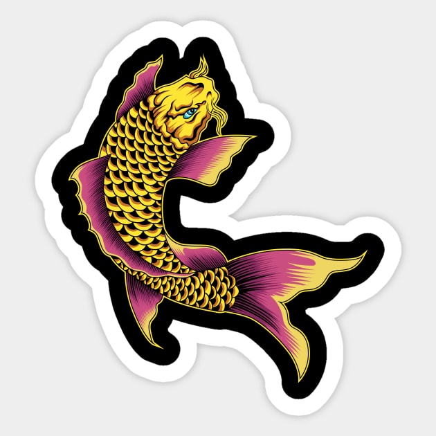Golden Koi Fish Sticker by Marciano Graphic